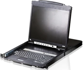 Консоль управления, LCD 19"(1280x1024), лат./рус. клав., 16-портовый KVM-переключатель,  +1 remote user(SPHD18(Male)),2хUSB(Тип а Female),  KVM-порты: SPHD15(Female), каскадирование./ 16P Dual RAIL LCD KVMP SWITCH 19INCH