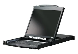 Kонсоль управления, для KVM-переключателей, электрон., 19", SVGA+KBD+MOUSE PS/2 USB, с KVM шнуром USB 1.8м, LCD Kран 19", лат./рус.Kлав., (выход на вторую конс 1280x1024 75Hz DDC2BKрепление DUAL RAIL доп.порт USB A-типа Female)/ATEN/ DUAL RAIL L
