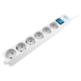 Фильтр-удлинитель Power Cube PRO, 1,9 м, LC контур, 16А/3,5кВт/ Surge protector Power Cube Pro 1,9 m, LC circuit, 6 outlets (white) 16A / 3,5kVt