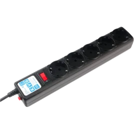 Фильтр-удлинитель Power Cube 3,0 м 5 розеток (черный графит) 10А/2,2кВт/ Surge protector Power Cube 3.0 m 5 outlets (Black graffite) 10A / 2.2kW