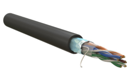 Кабель информационный F/UTP категория 5е 4х2х24AWG(0,50мм) 305м (медь) PE OUTDOOR solid черный WRLine