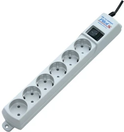 Сетевой фильтр Pilot S 6 розеток (5 евро + 1 б/зазем.) 7 м/ Surge protector ZIS Pilot S 7m, 6 outlets (5+1), white