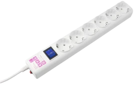 Фильтр-удлинитель Power Cube 1,9 м 6 розеток с заземлением (белый) 16А/3,5кВт/ Surge protector Power Cube 1,9 m 6 outlets (white) 16A / 3,5kVt