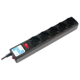 Фильтр-удлинитель Power Cube 1.9м 5 розеток (черный графит) 10А/2,2кВт/ Surge protector Power Cube 1.9 m 5 outlets (Black graffite) 10A / 2.2kW