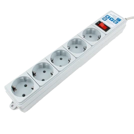 Фильтр-удлинитель Power Cube B 1.9 м 5 розеток (серый) 10А/2,2кВт/ Surge protector Power Cube B 1.9 m 5 outlets (gray) 10A / 2.2kW
