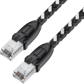GCR PRO Патч-корд PROF прямой 3.0m, UTP медь кат.6А, STRONG черно-белый в оплетке текстиль, ethernet high speed 10 Гбит/с, T568B