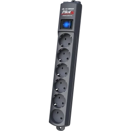 Сетевой фильтр Pilot S 6 розеток (5 евро + 1 без заземления) 5 м, графит/ Pilot S surge protector 6 outlets (EUR 5 + 1 without grounding) 5 m, graphite