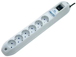 Сетевой фильтр Pilot GL 6 розеток (5 евро + 1 без заземления) 1.8 м/ Surge protector Pilot GL 6 outlets (5 euro + 1 without ground) 10A / 2.2kVt, 1.8m
