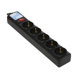 Фильтр-удлинитель Power Cube 1,9м д/подкл. к UPS(C14) 5 роз., 10А черный/граффит/ Surge protector Power Cube 1.9m for conn. to UPS(C14) 5 outlets, 10A black/graffite