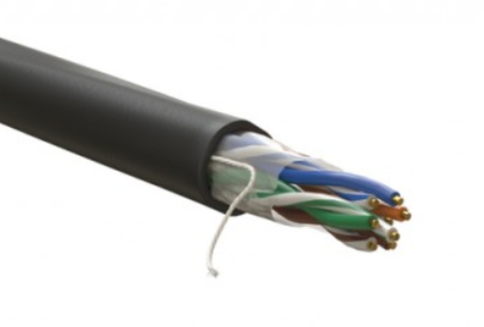 Кабель информационный U/UTP категория 5е 4х2х24AWG(0,50мм) 305м (медь) PE OUTDOOR solid черный WRline фото 1