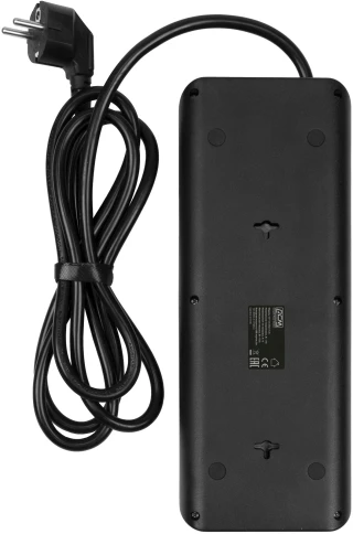 Сетевой фильтр-удлинитель/ PowerCom SP-10 USB2A1CB 1.8M, 10 розеток, черный, 16А, 4кВт, 204Дж, защитные шторки, защита от КЗ, перегрузки и импульсных помех, один порт USB-C(PD20W) и два USB-A(QC3.0) суммарной мощностью 15Вт, кабель 3x1 мм2, ШхГхВ 268х105х фото 2