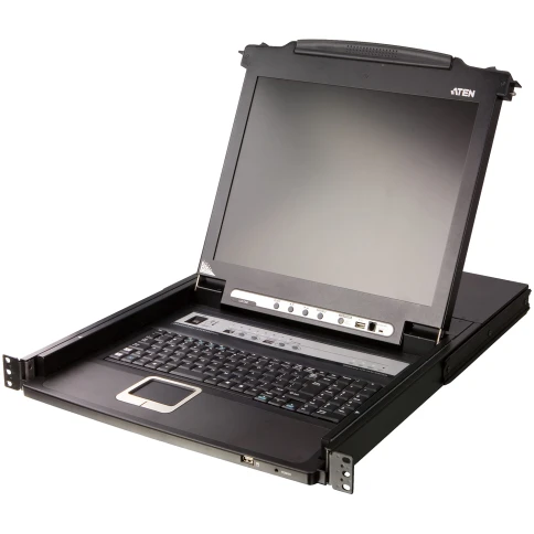 8-портовый IP KVM-переключатель с ЖК-дисплеем Slideaway/ATEN/ SINGLE RAIL 8P PS/2-USB LCDKVMP 17INCH WIH IP фото 1