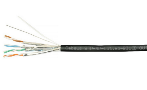 Кабель информационный Cabeus STP-4P-Cat.6a-SOLID-OUT-LSZH-UV экранированный STP (U/FTP) категория 6a (10GBE) 4 пары (23 AWG) одножильный фото 1