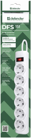 Defender DFS 151 (1.8 м, 6 розеток) фото 3