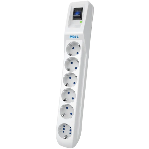 Сетевой фильтр Pilot L GP 6 розеток (5 евро + 1GP) 3 м/ Surge protector Pilot L GP 6 sockets (5 Euro + 1GP) 3 m white фото 1