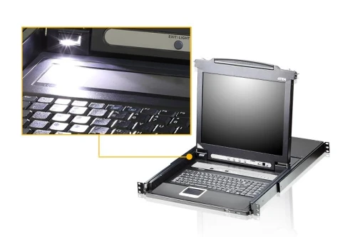 8-портовый KVM-переключатель с ЖК-дисплеем Slideaway/ATEN/ SINGLE RAIL 8P PS/2-USB LCDKVMP 17INCH фото 2