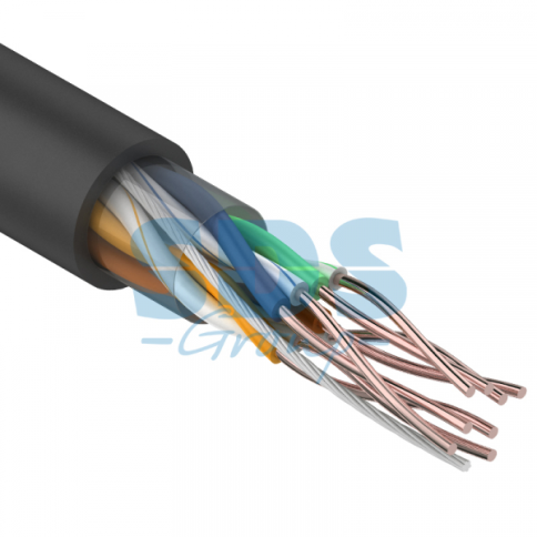 Кабель информационный U/UTP категория 5е 4х2х24AWG(0,50мм) 100м (медь) PE OUTDOOR черный REXANT фото 1