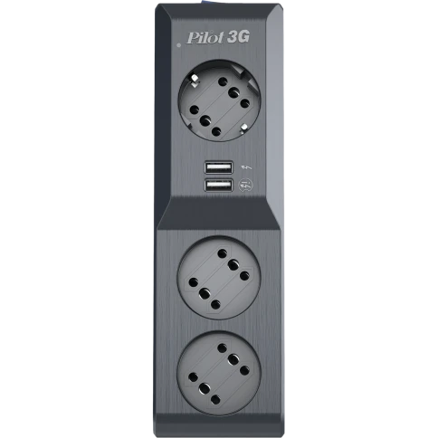 Сетевой фильтр/ Surge protector Pilot 3G 3xGP euro outlets, 10А/2.2кВа, 2xUSB, 10m, grafit фото 4