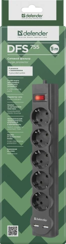 Defender DFS 755 (5 м, 5 розеток) фото 4