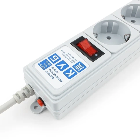 Фильтр-удлинитель Power Cube B 1.9 м 5 розеток (серый) 10А/2,2кВт/ Surge protector Power Cube B 1.9 m 5 outlets (gray) 10A / 2.2kW фото 3