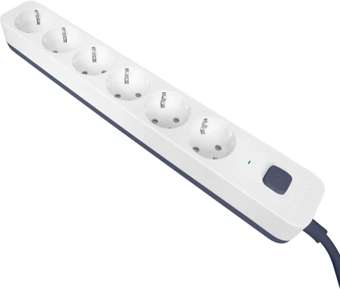 Фильтр-удлинитель PowerCom SP-06W 1.8M, 6 розеток, белый, 16А, 4кВт, 380Дж, защитные шторки, защита от КЗ, перегрузки, ВЧ и импульсных помех, кабель 3x1 мм2, ШхГхВ 338.5х50х40.2 мм, вес 0.48 кг./ Surge protector PowerCom SP-06W 1.8M, 6 sockets, white, 16A фото 2
