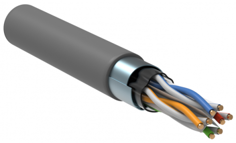 Кабель информационный F/UTP категория 6 4x2х23AWG(0,57мм) 305м (медь) PVC solid серый ITK фото 1