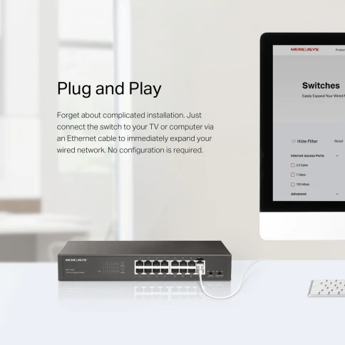 Коммутатор/ 16-Port Gigabit Desktop/Rackmount Switch фото 7