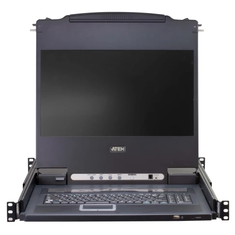 8-портовый KVM-переключатель с ЖК-дисплеем Slideaway/ATEN/ 17.3" 8-Port PS/2-USB VGA Single Rail LCD KVM Switch фото 2