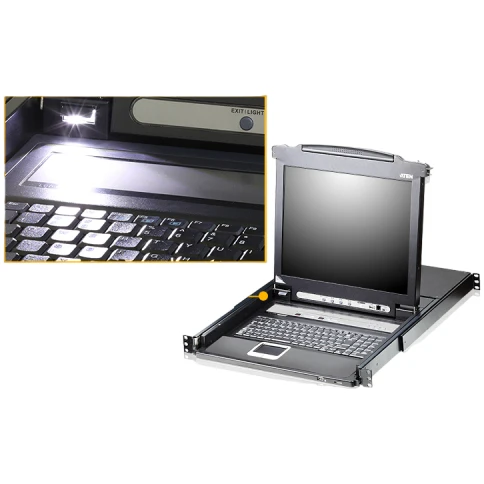 8-портовый IP KVM-переключатель с ЖК-дисплеем Slideaway/ATEN/ SINGLE RAIL 8P PS/2-USB LCDKVMP 17INCH WIH IP фото 3