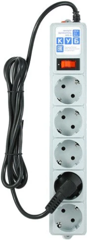 Фильтр-удлинитель Power Cube B 5.0 м 5 розеток (серый) 10А/2,2кВт/ Surge protector Power Cube B 5.0 m 5 outlets (gray) 10A / 2.2kW фото 2