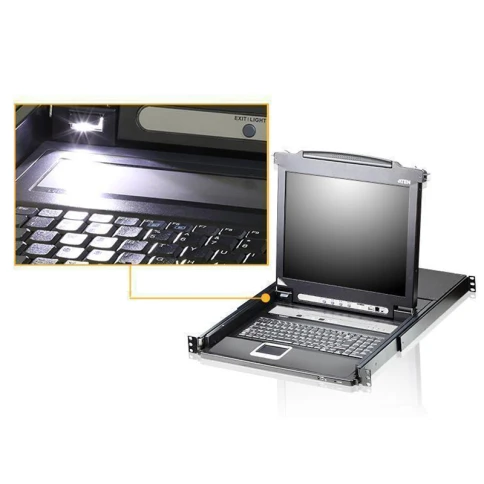 8-портовый KVM-переключатель с ЖК-дисплеем Slideaway/ATEN/ 17.3" 8-Port PS/2-USB VGA Single Rail LCD KVM Switch фото 4