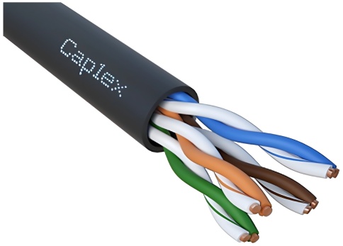 Кабель Caplex Cat5e 4 пары UTP PE (внешний), чёрный, коробка 305 м фото 1