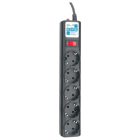 Фильтр-удлинитель Power Cube 3м д/подкл. к UPS(C14) 5 роз., 10А черный/граффит/ Surge protector Power Cube 3m for conn. to UPS(C14) 5 outlets, 10A black/graffite фото 1