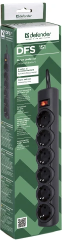 Defender DFS 151 (1.8 м, 6 розеток) фото 3
