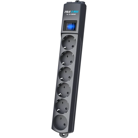Сетевой фильтр Pilot S Max (5 евро + 1GP), 16А/3.5кВа, автомат, 7 м, графит/ Surge protector Pilot S Max (5 euros + 1GP), 16A/3.5kVA, automatic, 7 m, graphite фото 1