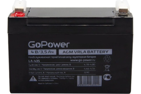 Аккумулятор свинцово-кислотный GoPower LA-435 4V 3.5Ah фото 1