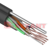 Кабель информационный U/UTP категория 5е 4х2х24AWG(0,50мм) 305м (медь) PE OUTDOOR + ТРОС*1 solid черный REXANT (01-0046)