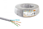 Кабель информационный U/UTP категория 5е 4х2х24AWG 50м CCA (омедненка) PVC solid серый народный