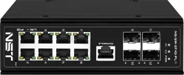 Промышленный управляемый (L2+) PoE коммутатор Fast Ethernet/ Промышленный управляемый L2 PoE коммутатор Fast Ethernet на 8 FE RJ45 PoE + 4 GE SFP порта. Порты: 8x10/100Base-T, 4x100/1000Base-X. Порты PoE: 1-2 - до 90W (IEEE 802.3af/at/bt),3-8 - до 30W (IE