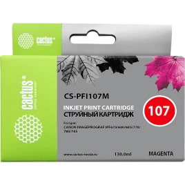 Картридж струйный Cactus CS-PFI107M пурпурный (130мл) для Canon IP