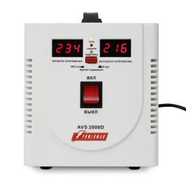 Стабилизатор POWERMAN AVS 2000D, ступенчатый регулятор, цифровые индикаторы уровней напряжения,...