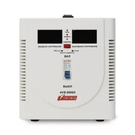 Стабилизатор POWERMAN AVS 5000D, ступенчатый регулятор, цифровые индикаторы уровней напряжения, 5000ВА, 140-260В, максимальный входной ток 24А, клеммная колодка, IP-20, напольный,  280мм х 200мм х 225мм, 8.6 кг./ Stabilizer POWERMAN AVS 5000D, step-type r