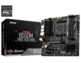 Материнская плата/ MB MSI AMD B550 sAM4, 4xDDR4(128GB), D-SUB/HDMI 2.1/DP, 1xPCIe 4.0x16, 2xPCIe 3.0, 1xLAN, Wi-Fi, BT, 4xSATA 6Gb/s, 2xM.2, 4xUSB 3.2, 2xUSB 2.0, 1xPS/2, mATX