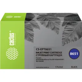 Картридж струйный/ Картридж струйный Cactus CS-EPT8651 T8651 черный (8000стр.) для Epson WF5190/5690