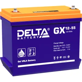 Батарея DELTA серия GX, GX 12-55, напряжение 12В, емкость 55Ач (разряд