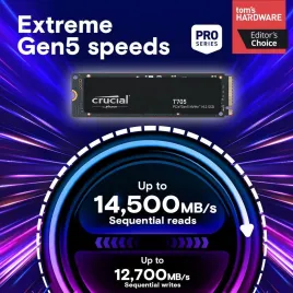 Твердотельный накопитель Crucial T705 2TB PCIe Gen5 NVMe M.2 SSD CT2000T705SSD3