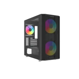 Корпус ПК без блока питания/ Case SAMA S30 Black, Midi-Tower, TG, 2x140mm + 1x120mm ARGB, 1xUSB 3.0 + 1xUSB 3.1 Type-C, mATX, mITX Black