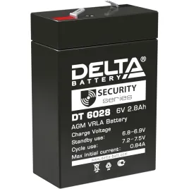 Батарея DELTA серия DT, DT 6028, напряжение 6В, емкость 2.8Ач (разряд