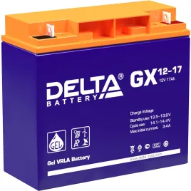 Батарея DELTA серия GX, GX 12-17, напряжение 12В, емкость 17Ач (разряд