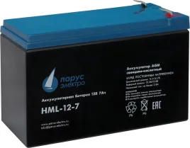 Battery Parus Electro, HML-12-7, 12V, 7.2Ah